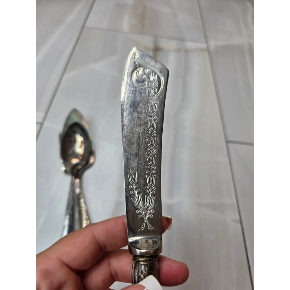 Rogers Oneida Ltd‎ Silverplate Serving Set Fork Pie Server Spoon Knife 4pc K1